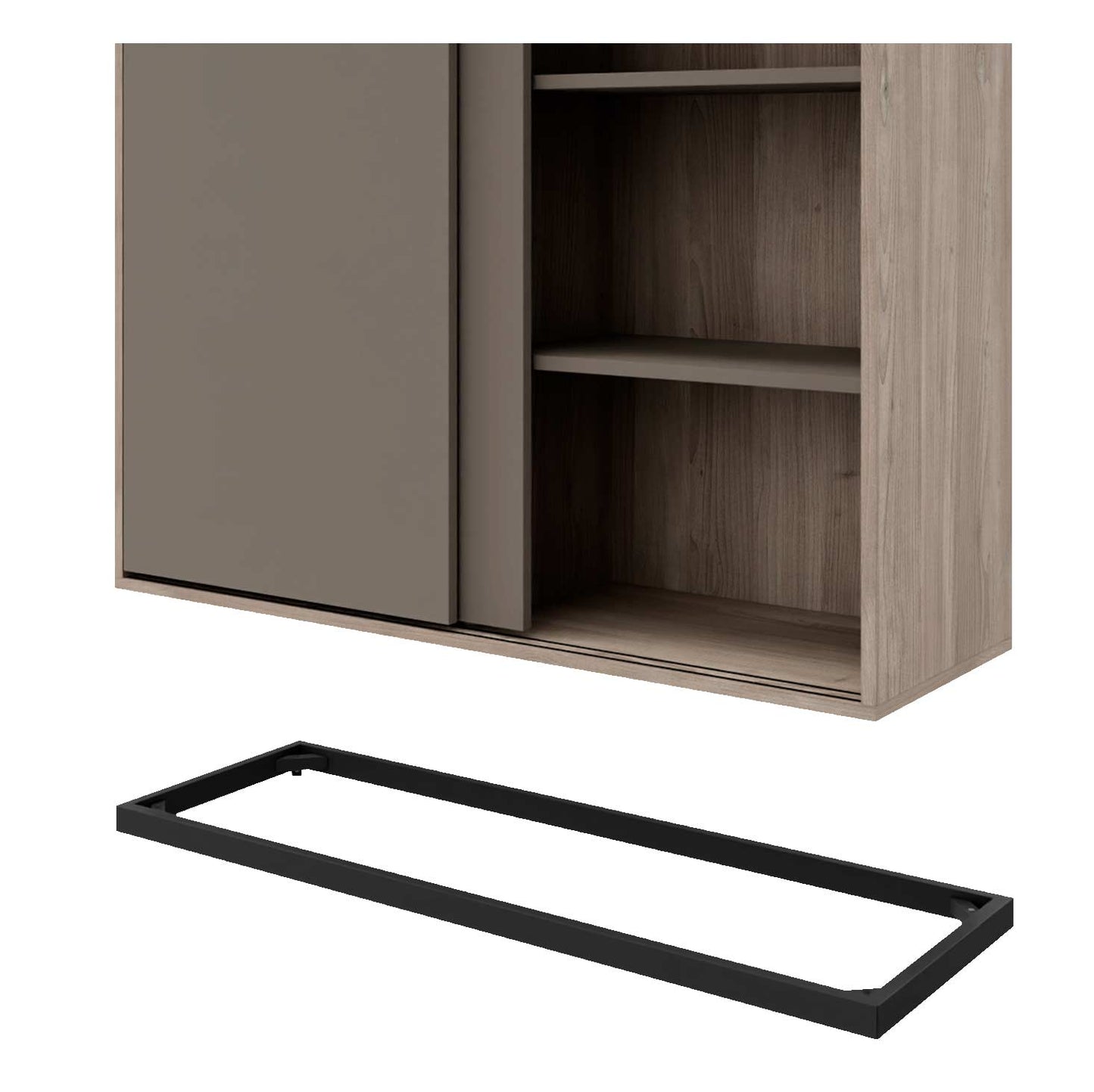 CHOICE Sliding door cabinet | 1 oh, 1200 x 410 mm, cubanite gray /north oak gray