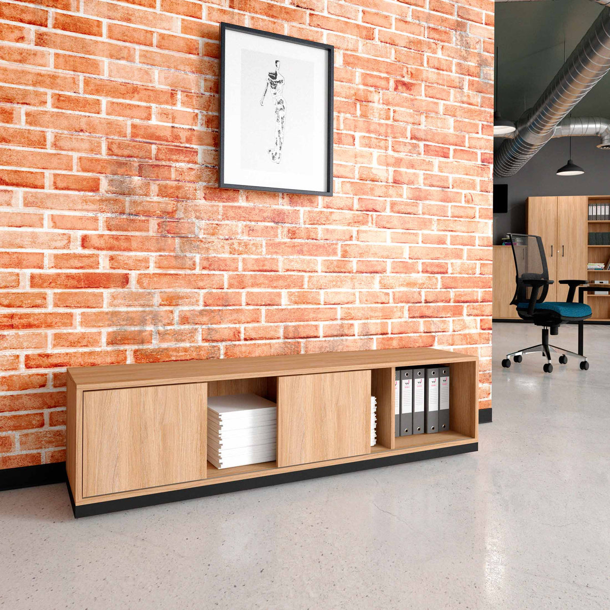 CHOICE Armadio con ante scorrevoli | 1 OH, 1600 x 410 mm, quercia ambra  - 1 Lightbox Main Image