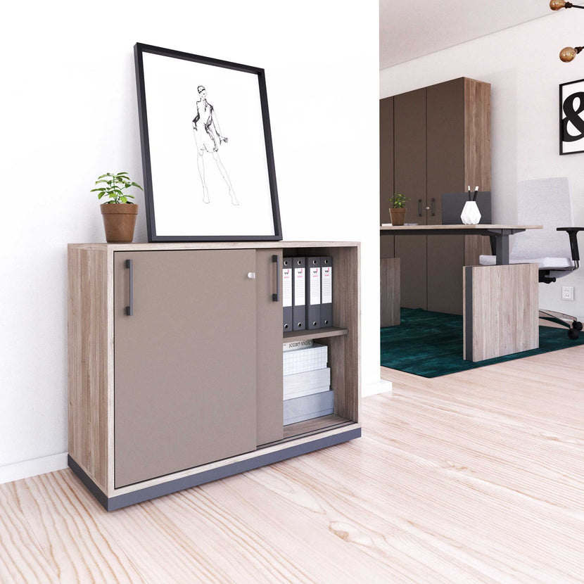 CHOICE Armoire de porte coulissante | 2 oh, 1000 x 760 mm, gris cubanite / chêne nord