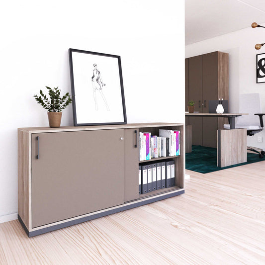 CHOICE Armoire de porte coulissante | 2 oh, 1600 x 760 mm, gris de chêne nord / cubanite gris