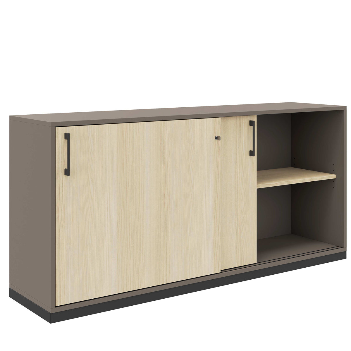 CHOICE Armadio con ante scorrevoli | 2 OH, 1600 x 760 mm, grigio cubanite / frassino sabbia  - 2 Lightbox Main Image