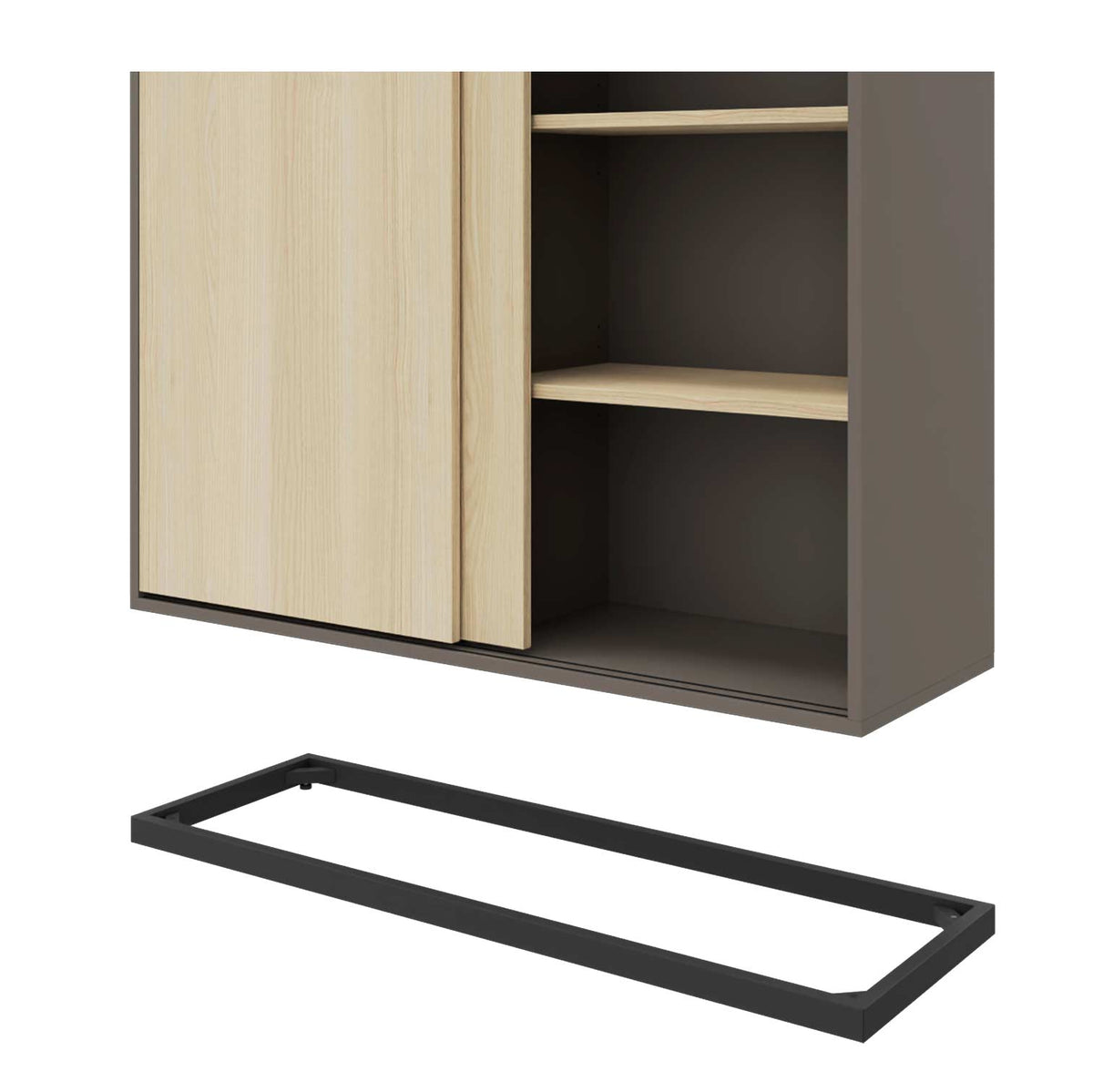CHOICE Armadio con ante scorrevoli | 2 OH, 1600 x 760 mm, grigio cubanite / frassino sabbia  - 4 Lightbox Main Image