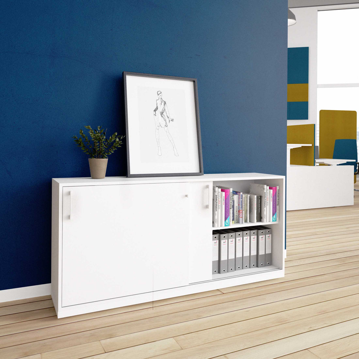 CHOICE Armoire à portes coulissantes | 2 UH, 1600 x 760 mm, blanc  - 1 Lightbox Main Image