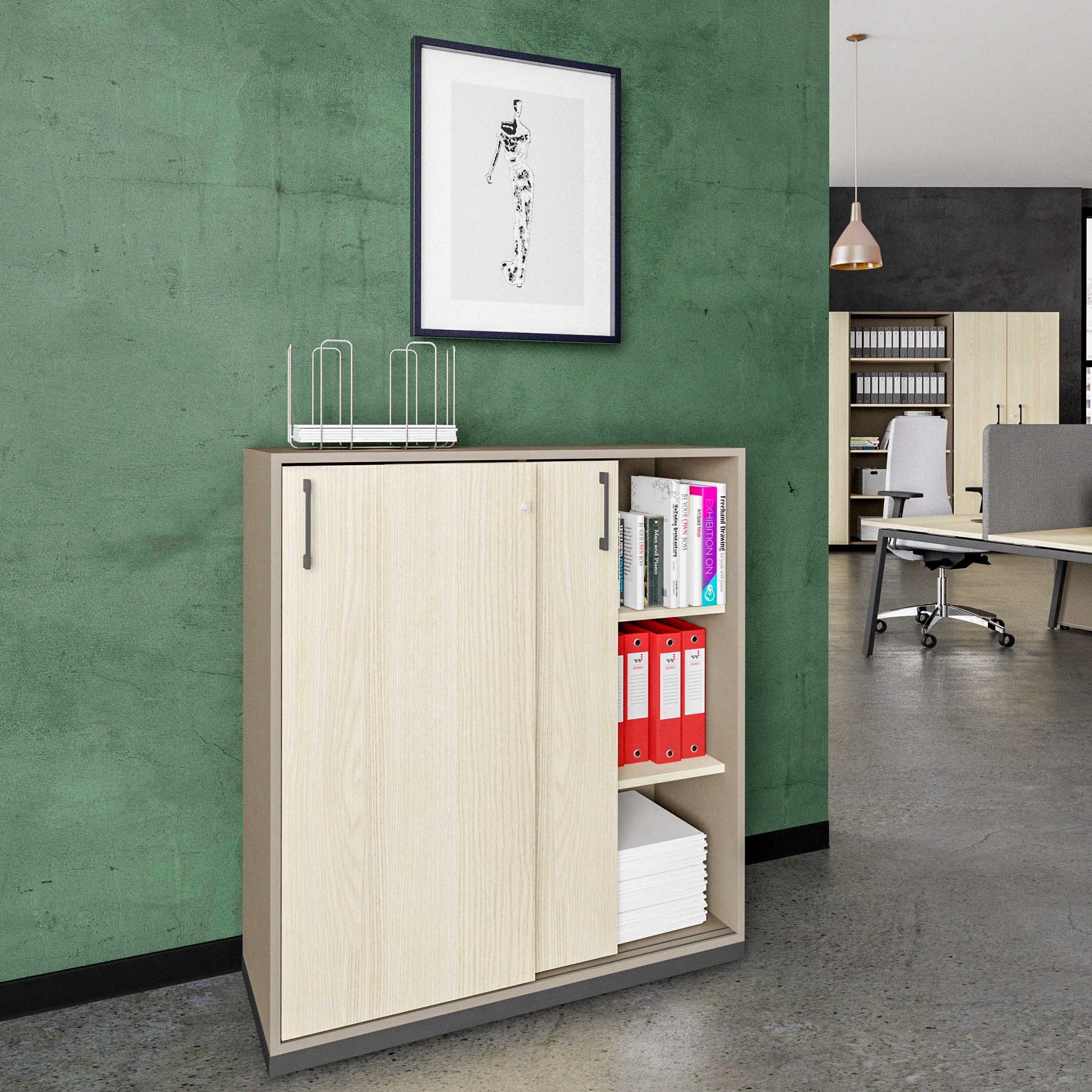 CHOICE Armoire de porte coulissante | 3 oh, 1000 x 1115 mm, cendres gris / sable cubanite
