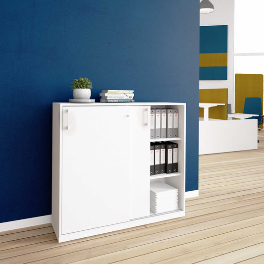 CHOICE Sliding door cabinet | 3 Oh, 1200 x 1115 mm, white