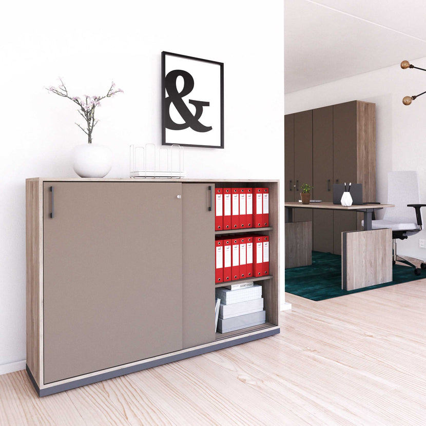 CHOICE sliding door wardrobe | 3 OH, 1600 x 1115 mm, northern oak gray / cubanite gray