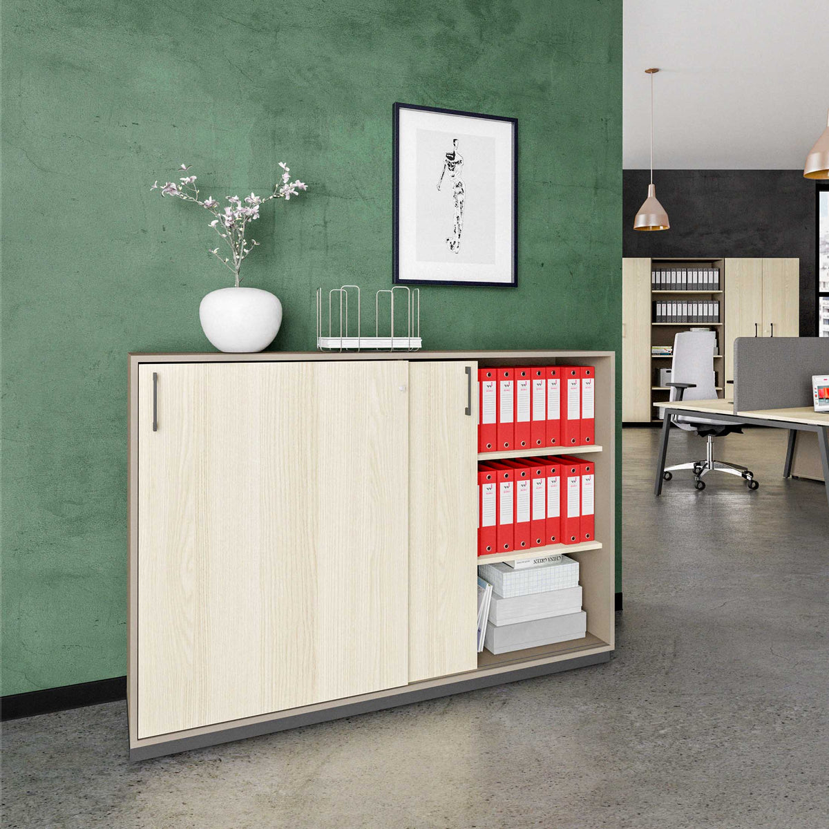 CHOICE Armadio con ante scorrevoli | 3 OH, 1600 x 1115 mm, grigio cubanite / frassino sabbia  - 1 Lightbox Main Image