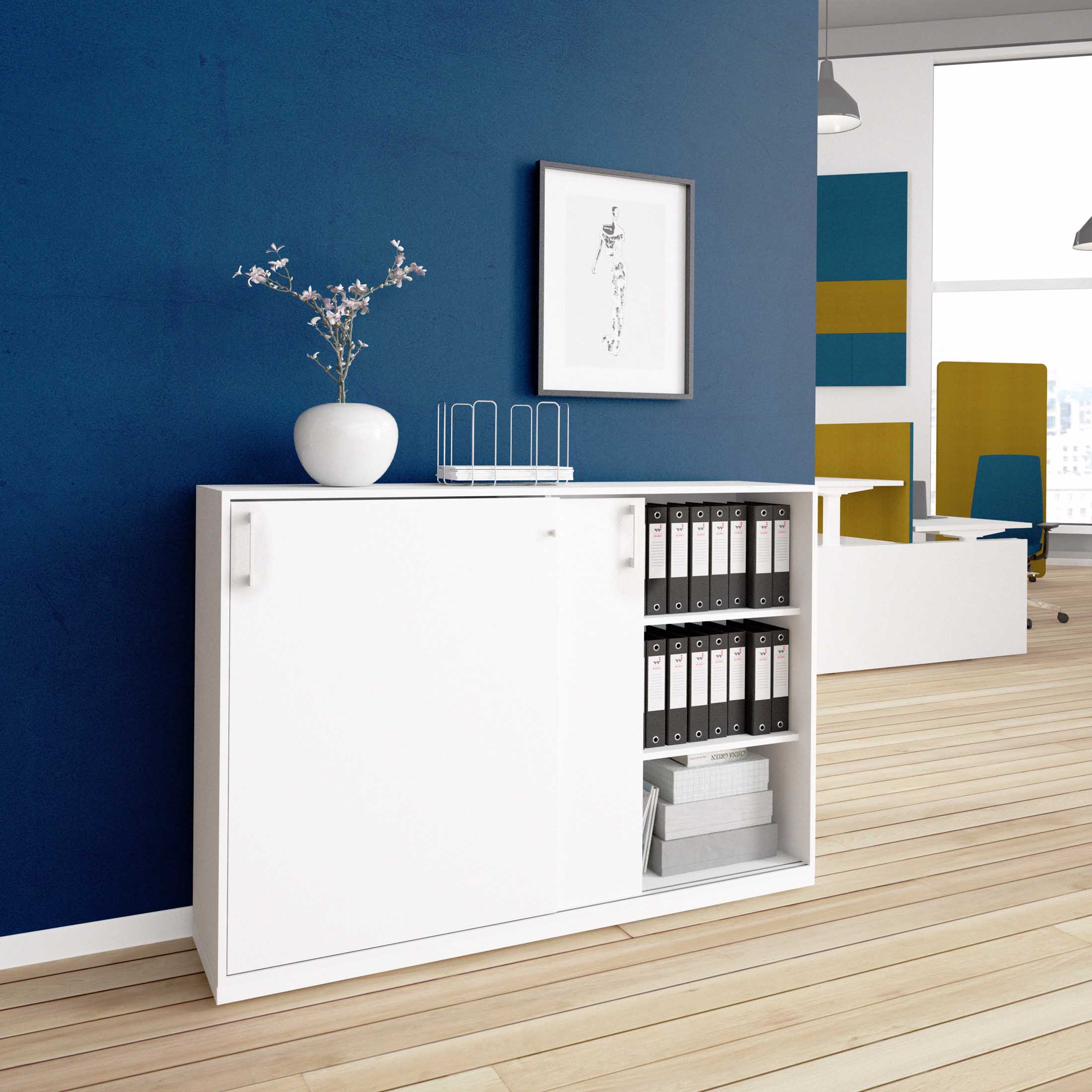 CHOICE Sliding door cabinet | 3 Oh, 1600 x 1115 mm, white