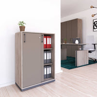 CHOICE sliding door wardrobe | 3 OH, 800 x 1115 mm, northern oak gray / cubanite gray