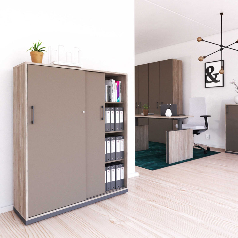 CHOICE Schiebetürenschrank | 4 OH, 1200 x 1465 mm, Nordeiche grau / Cubanitgrau