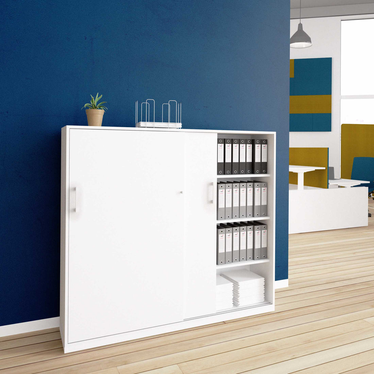 CHOICE Schiebetürenschrank | 4 OH, 1600 x 1465 mm, Weiß - 1 Lightbox Main Image
