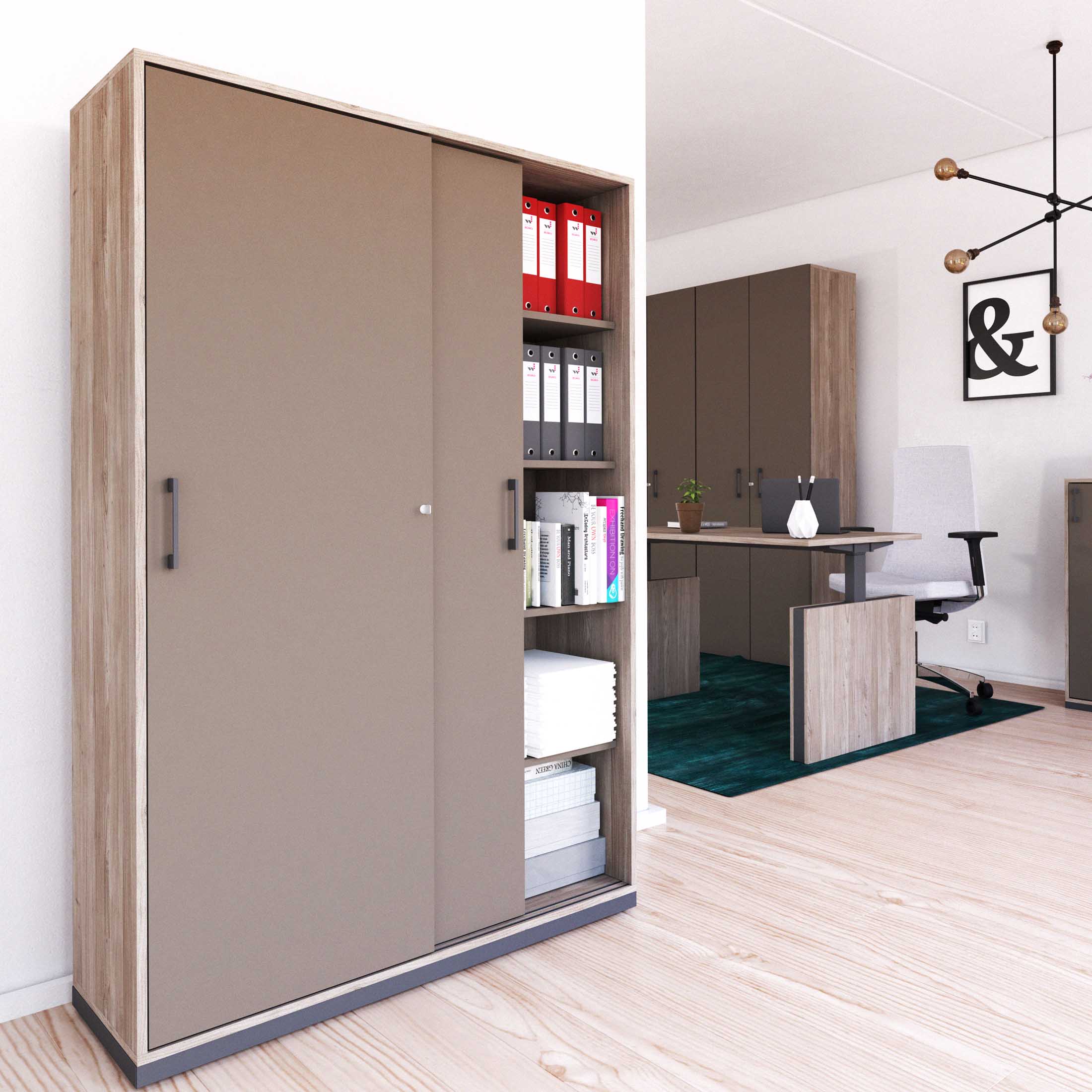 CHOICE Cabinet di porta scorrevole | 5 OH, 1200 x 1820 mm, grigio grigio di quercia nord / cubanite