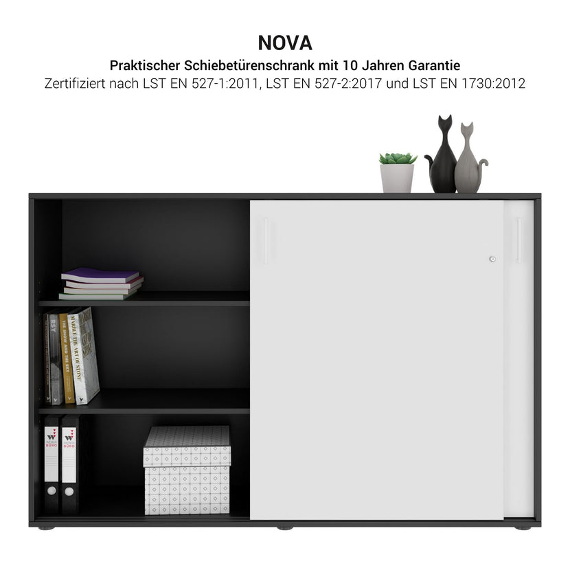 NOVA Schiebetürenschrank | 3 OH, 1640 x 1085 mm, Cubanitgrau