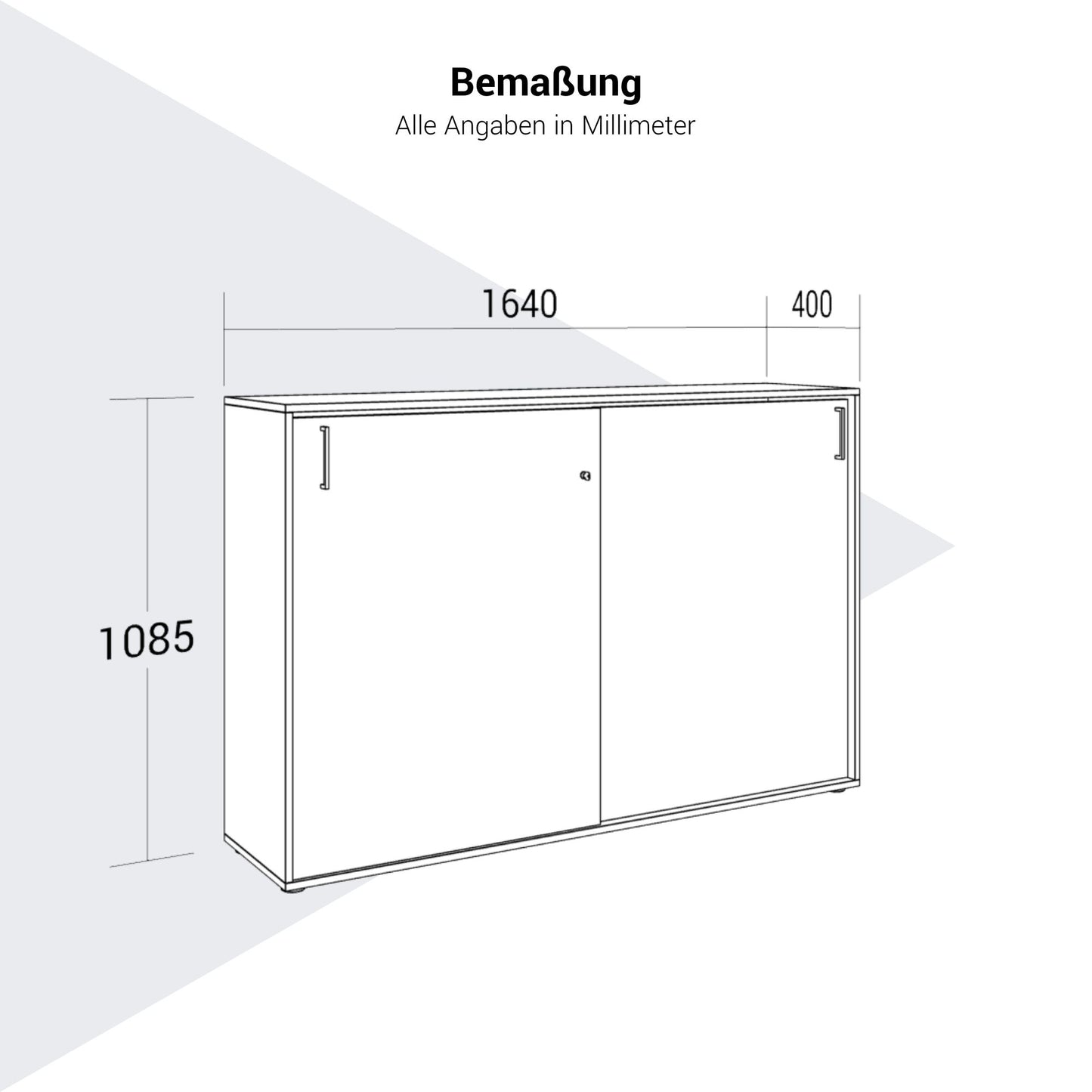 NOVA sliding door wardrobe | 3 OH, 1640 x 1085 mm, Cubanite gray