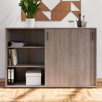 NOVA sliding door wardrobe | 3 OH, 1640 x 1085 mm, gray northern oak