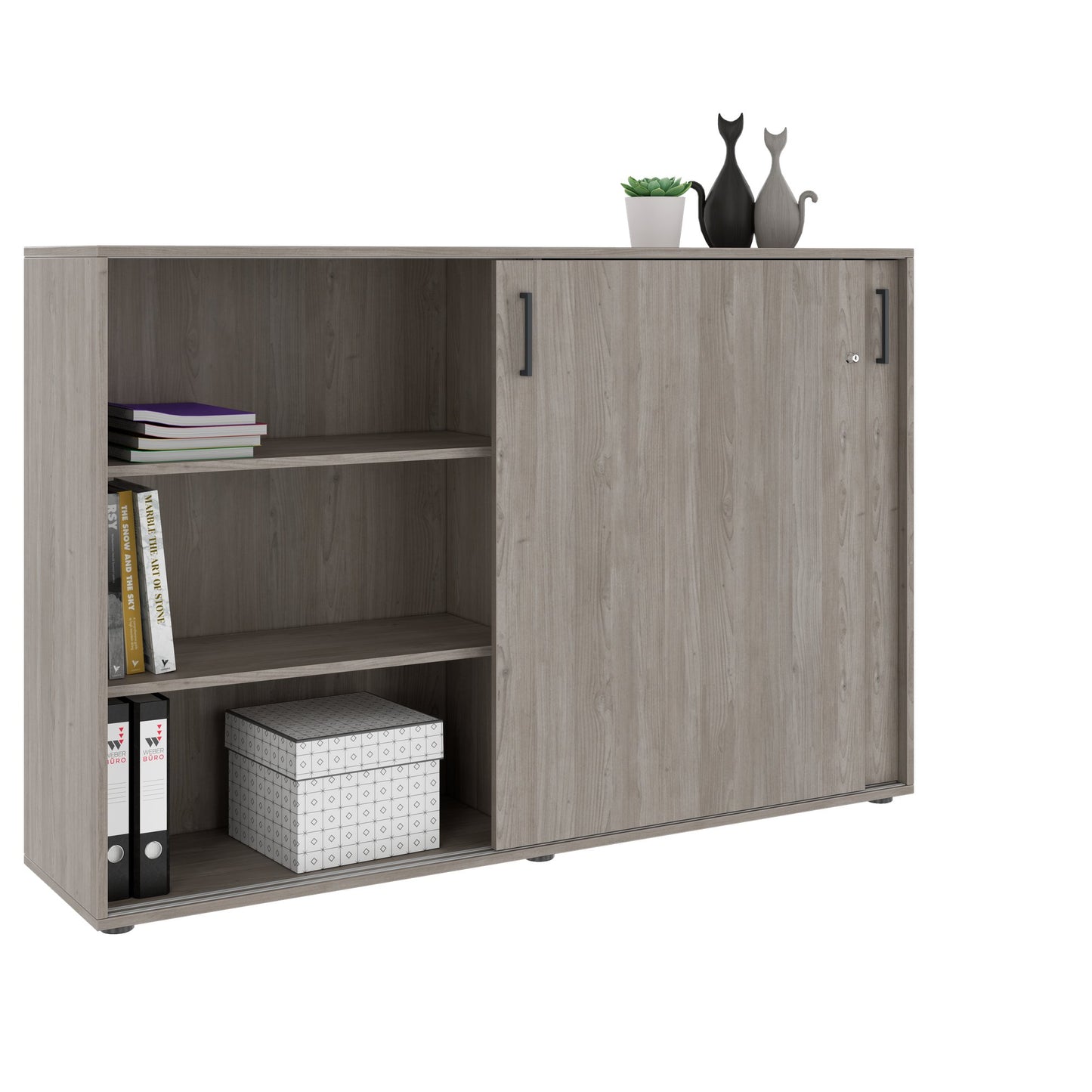 NOVA sliding door wardrobe | 3 OH, 1640 x 1085 mm, gray northern oak