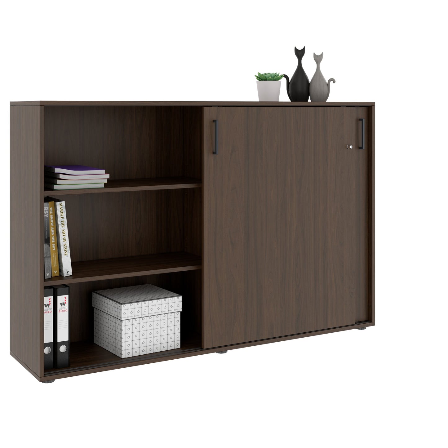 NOVA sliding door wardrobe | 3 OH, 1640 x 1085 mm, walnut