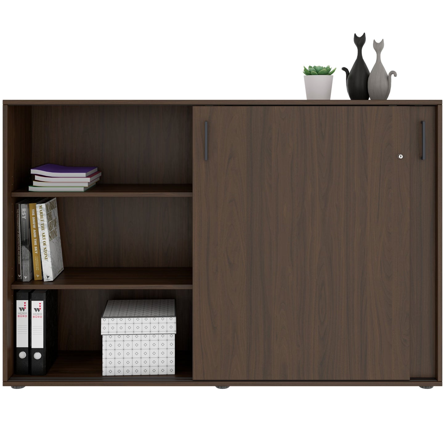 NOVA sliding door wardrobe | 3 OH, 1640 x 1085 mm, walnut