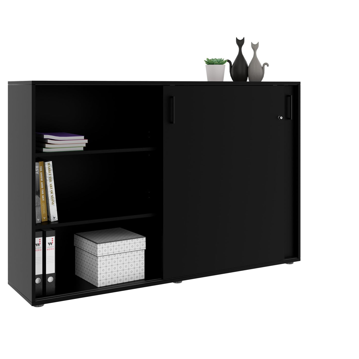 NOVA sliding door wardrobe | 3 OH, 1640 x 1085 mm, black