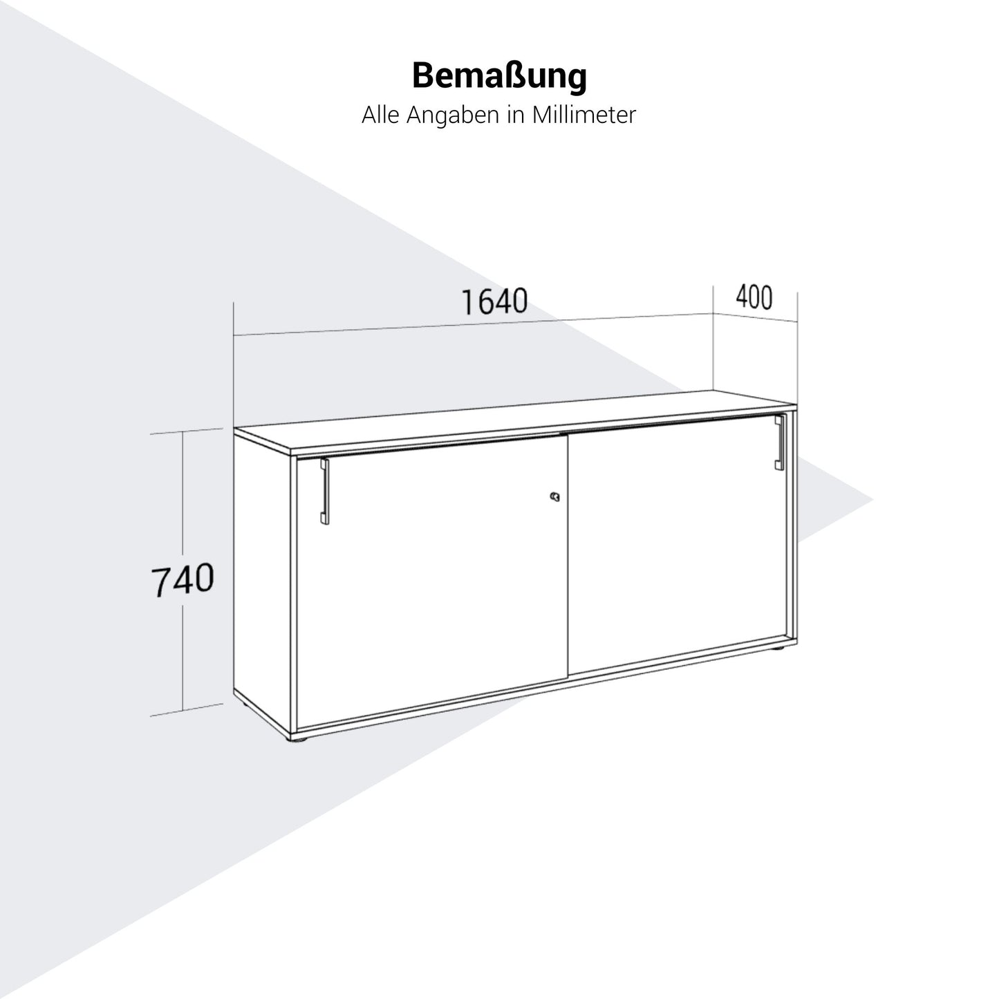 NOVA Schiebetürenschrank | 2 OH, 1640 x 740 mm, Ahorn