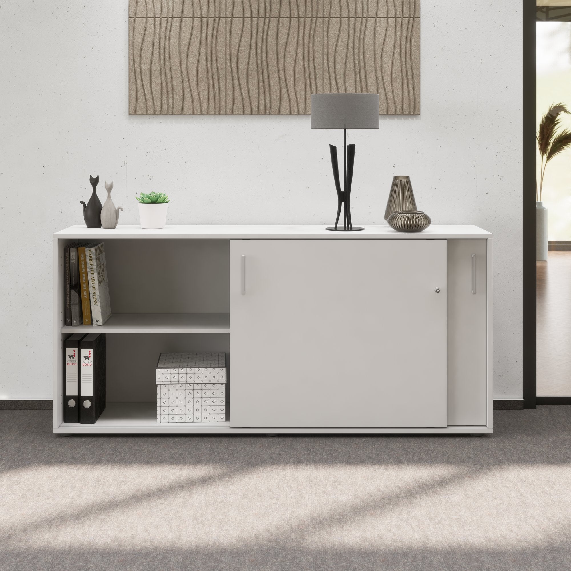 NOVA sliding door wardrobe | 2 OH, 1640 x 740 mm, pearl gray