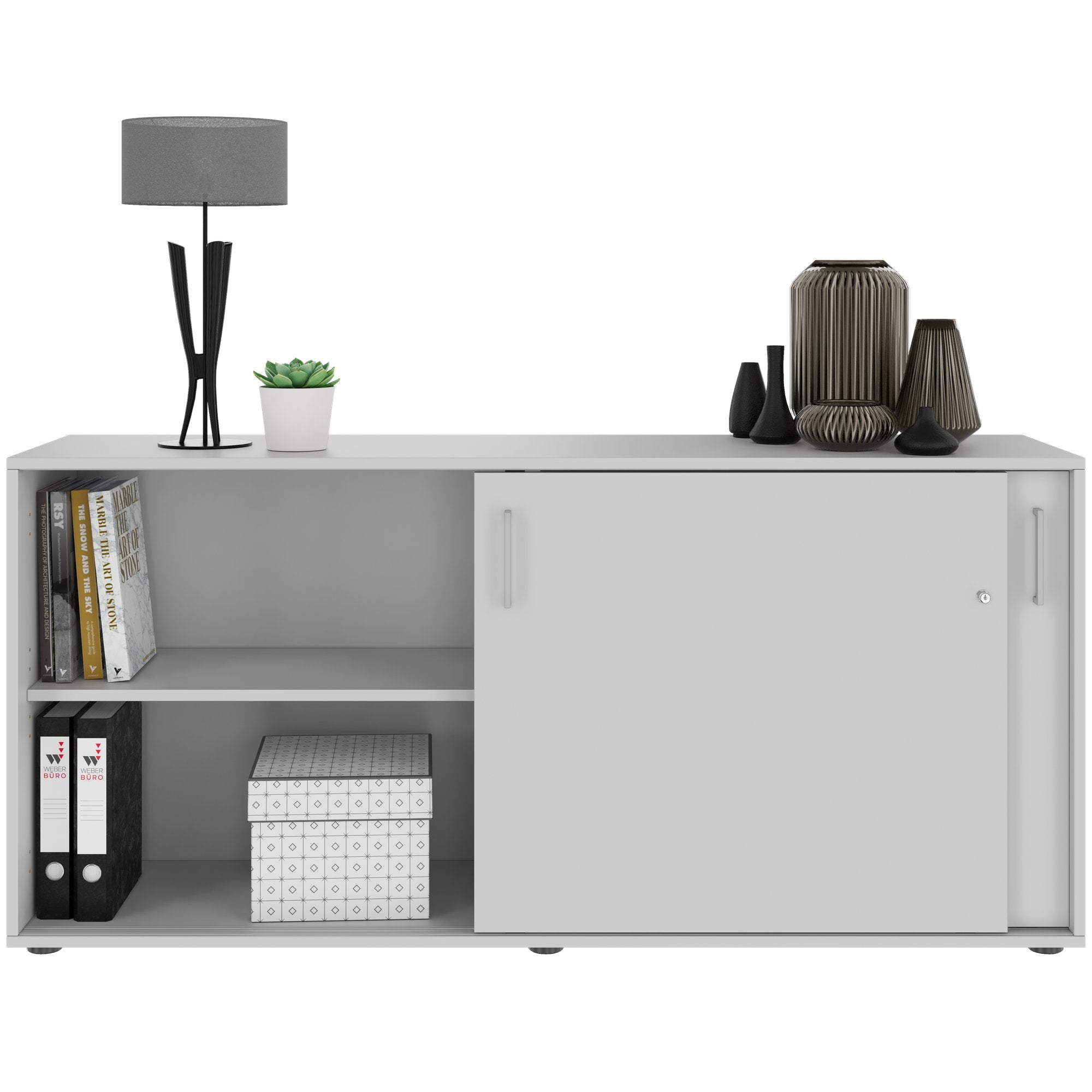 NOVA sliding door wardrobe | 2 OH, 1640 x 740 mm, pearl gray