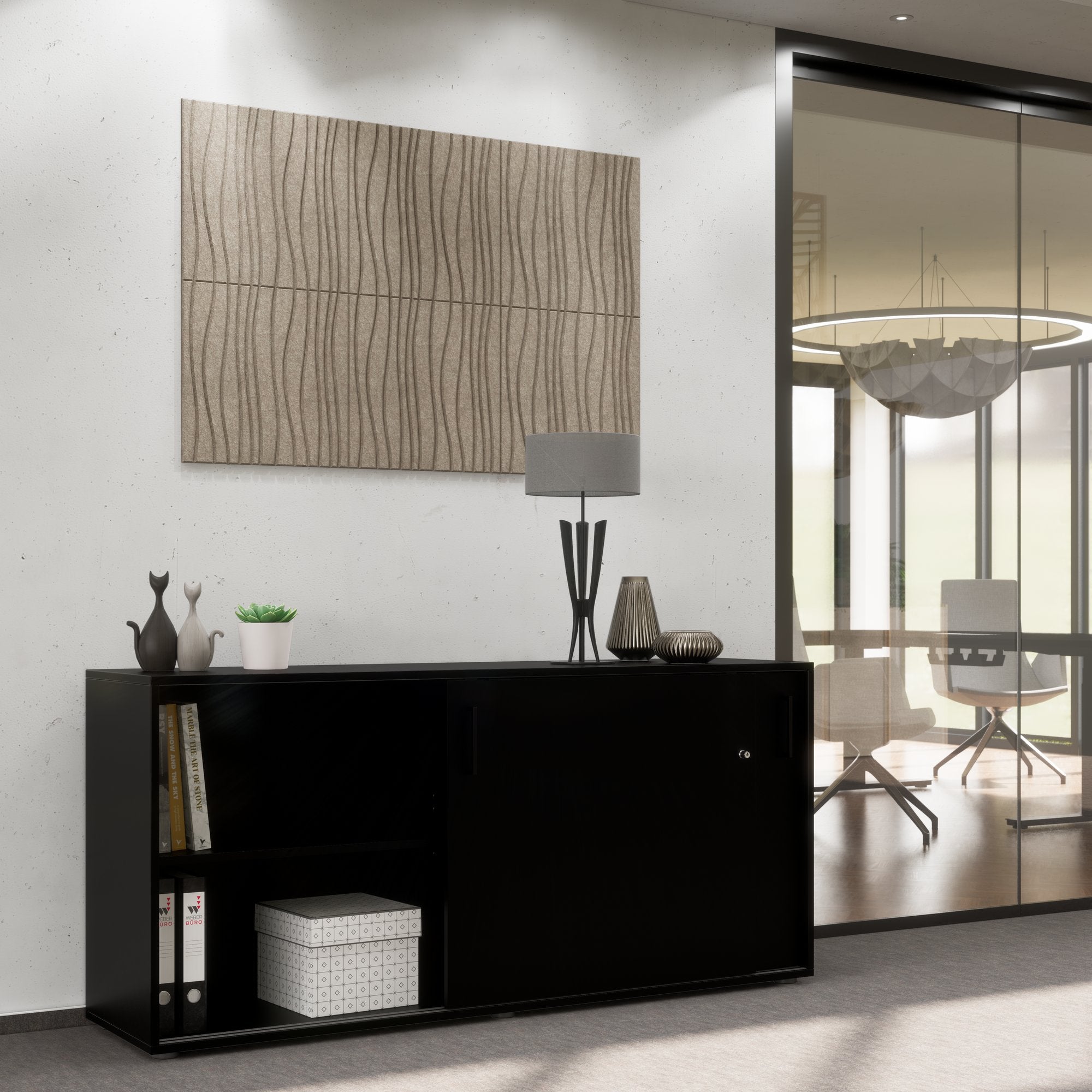 NOVA sliding door wardrobe | 2 OH, 1640 x 740 mm, black