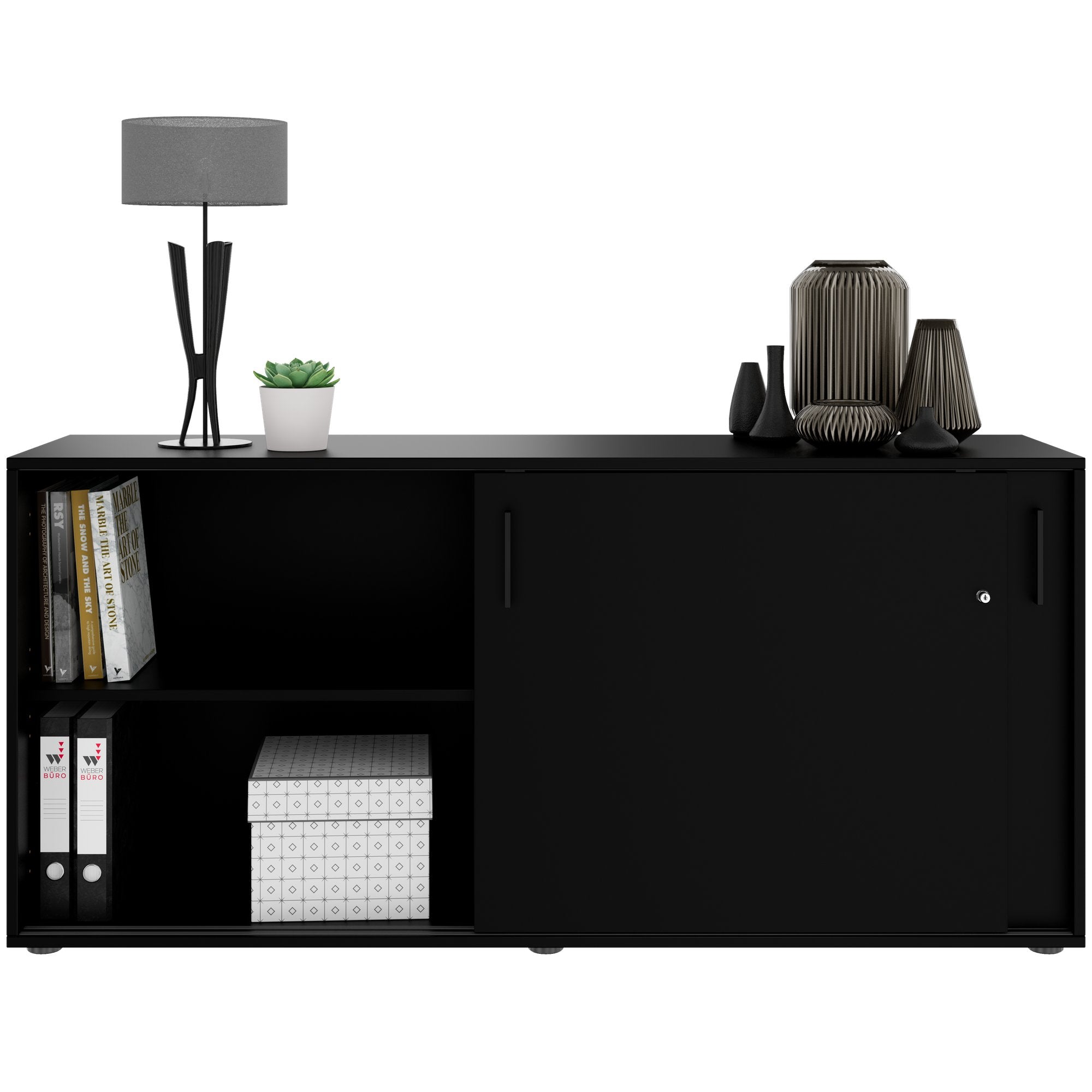 NOVA sliding door wardrobe | 2 OH, 1640 x 740 mm, black