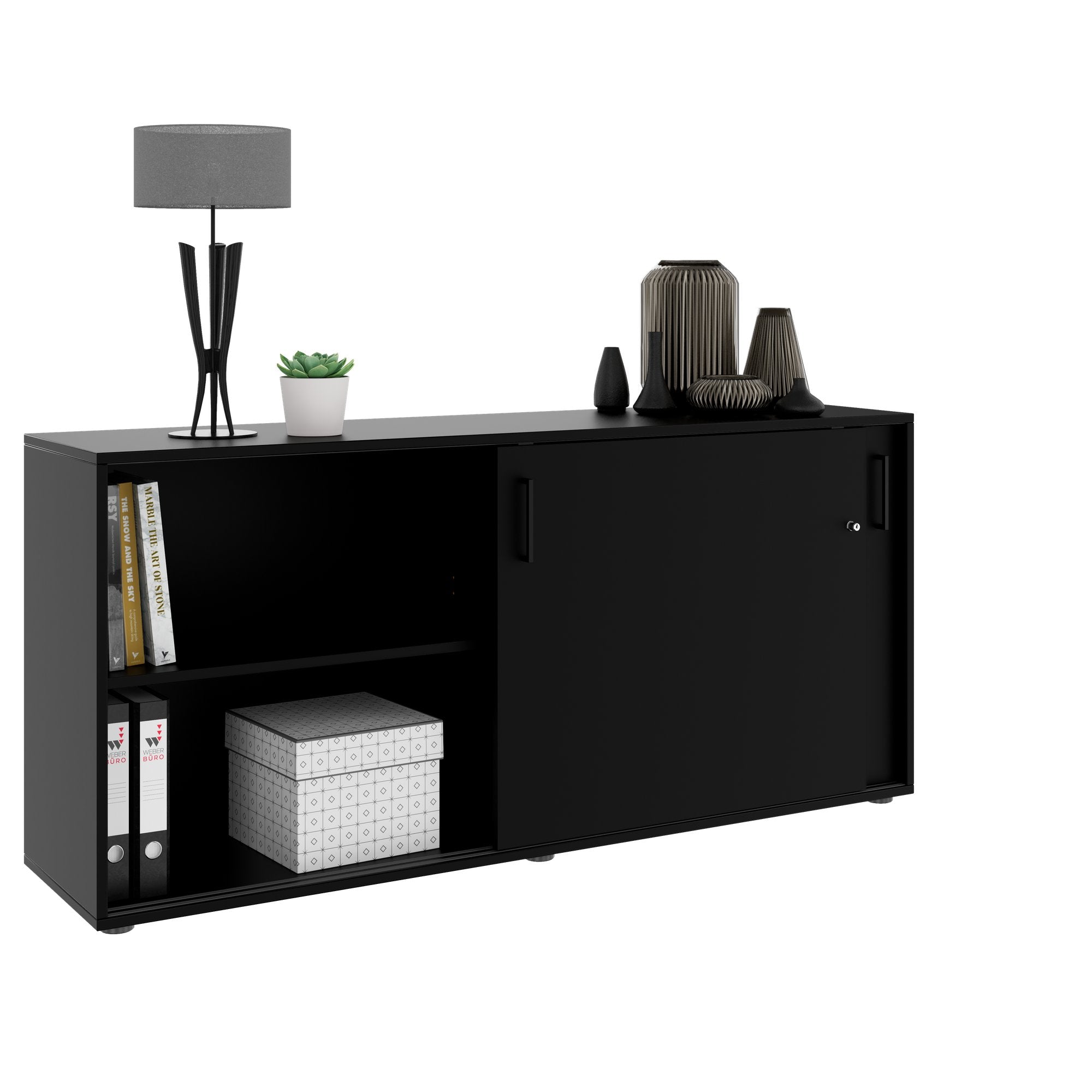 NOVA sliding door wardrobe | 2 OH, 1640 x 740 mm, black