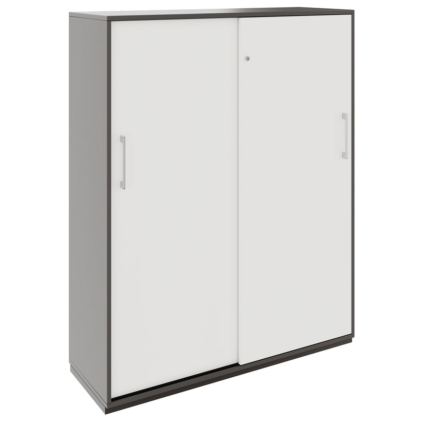 PRO Schiebetürenschrank | 4 OH, 1200 x 1510 mm, Graphit / Weiß