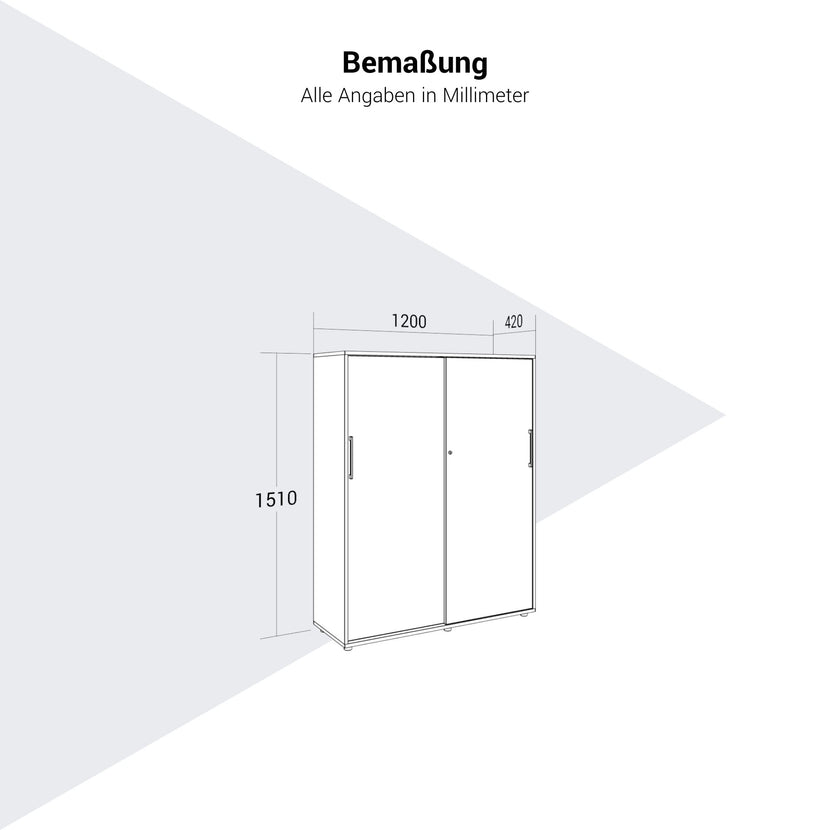 PRO Schiebetürenschrank | 4 OH, 1200 x 1510 mm, Graphit / Weiß