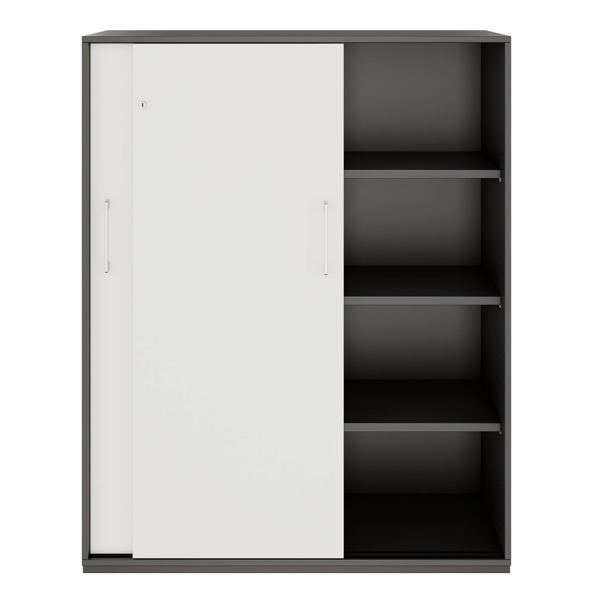 PRO Schiebetürenschrank | 4 OH, 1200 x 1510 mm, Graphit / Weiß - 3 Lightbox Main Image
