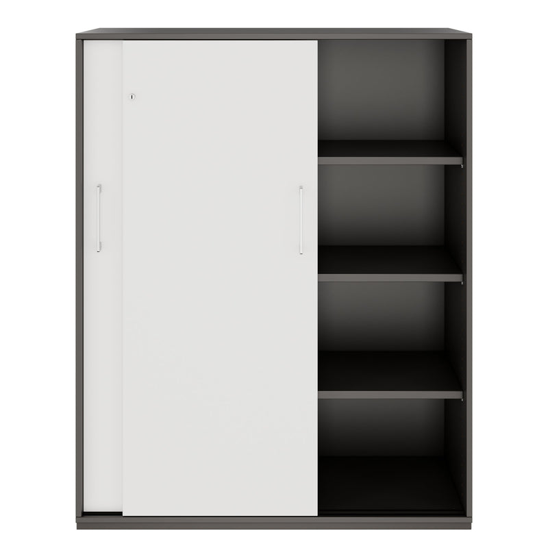 PRO Schiebetürenschrank | 4 OH, 1200 x 1510 mm, Graphit / Weiß - 3 Main Image