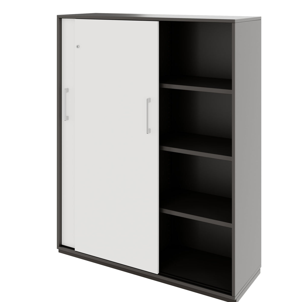 PRO Schiebetürenschrank | 4 OH, 1200 x 1510 mm, Graphit / Weiß - 4 Lightbox Main Image