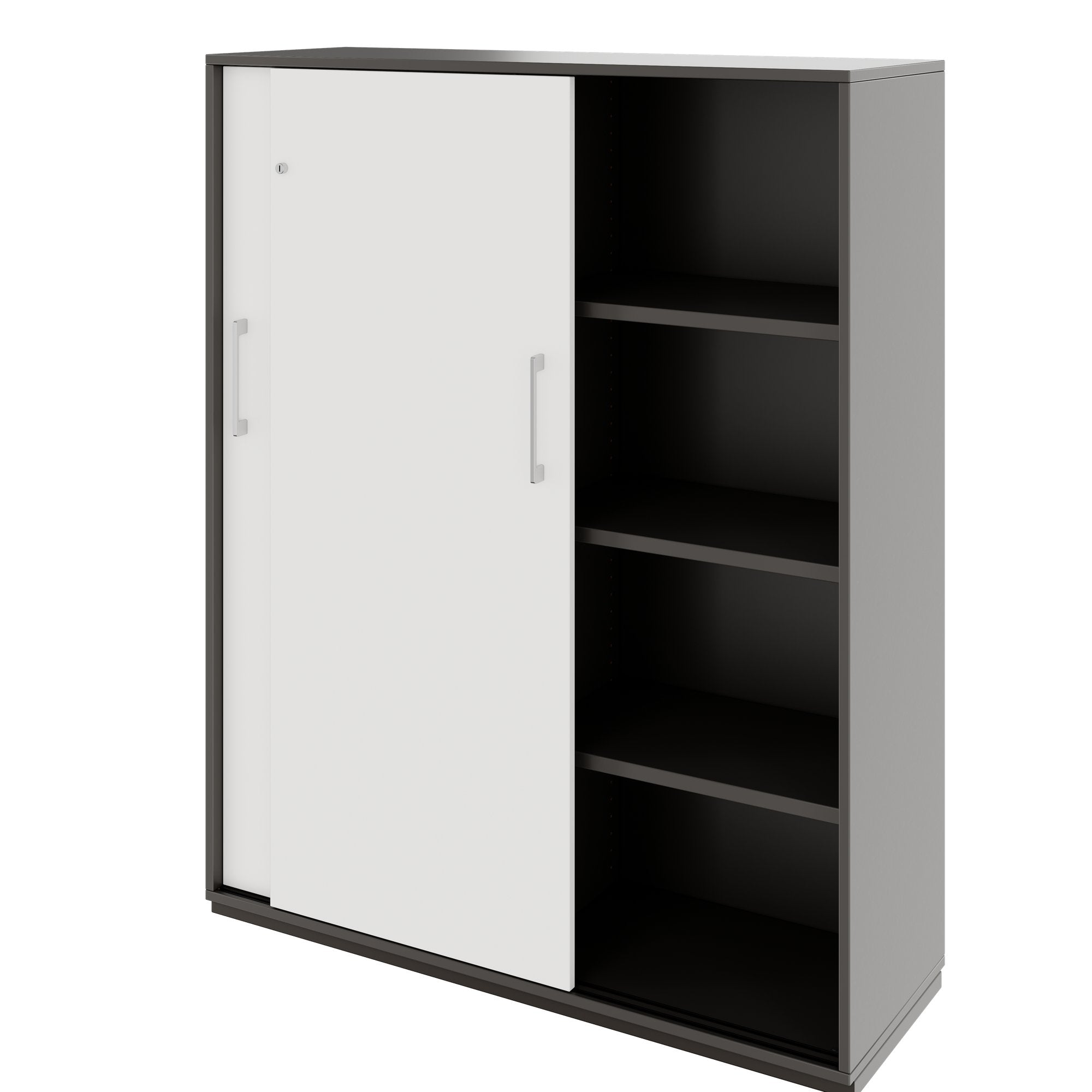 PRO Schiebetürenschrank | 4 OH, 1200 x 1510 mm, Graphit / Weiß