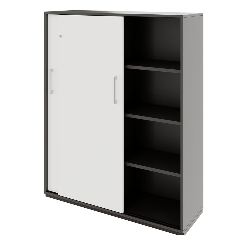 PRO Schiebetürenschrank | 4 OH, 1200 x 1510 mm, Graphit / Weiß - 4 Main Image
