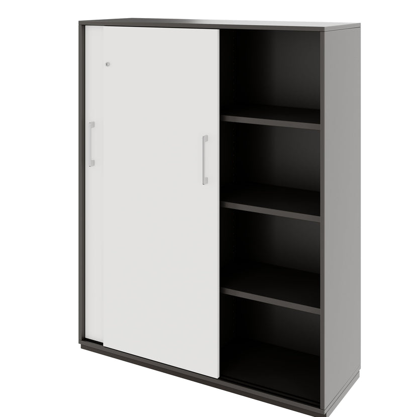 PRO Schiebetürenschrank | 4 OH, 1200 x 1510 mm, Graphit / Weiß