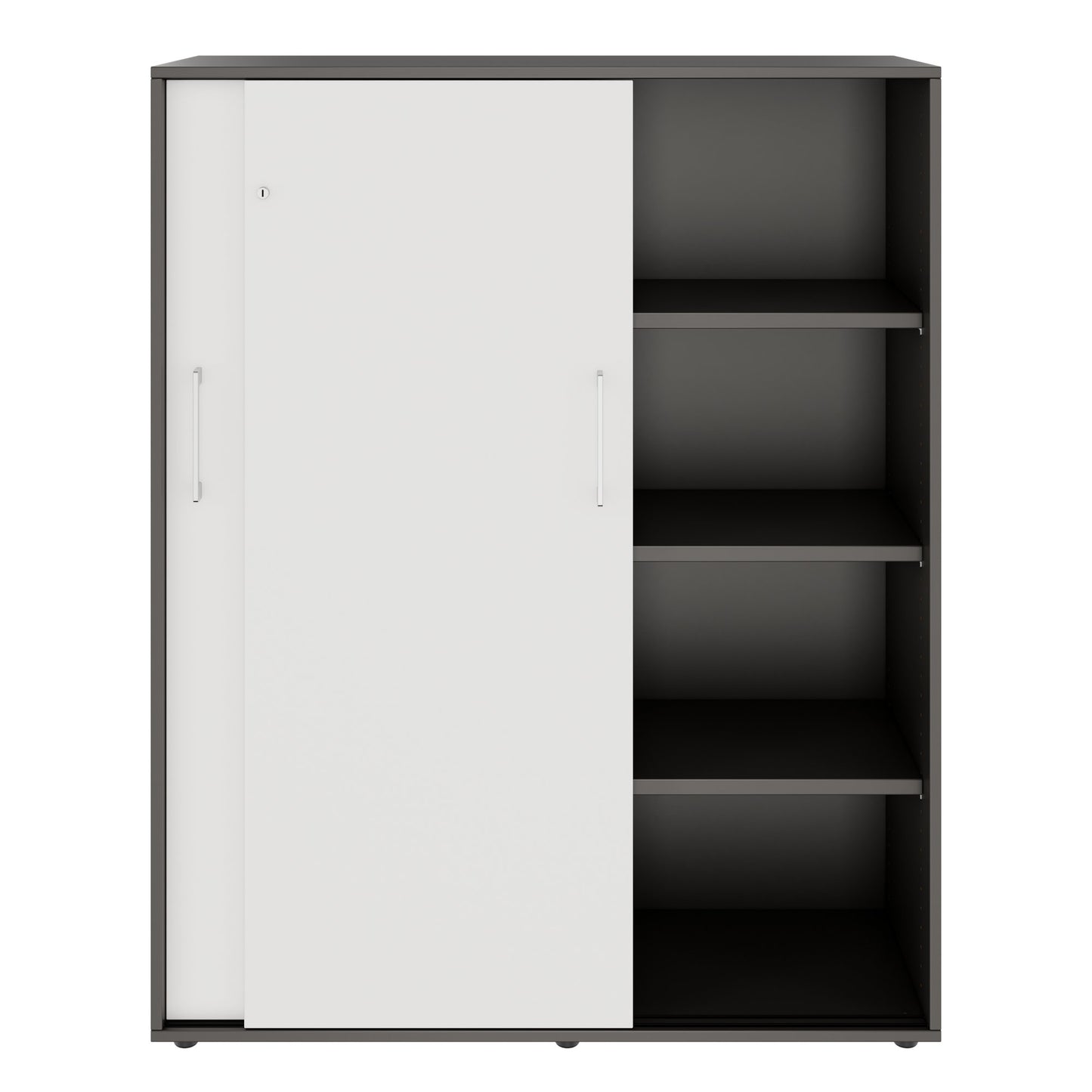 PRO Schiebetürenschrank | 4 OH, 1200 x 1510 mm, Graphit / Weiß