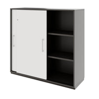 PRO Armoire de porte coulissante | 3 oh, 800 - 1600 x 1140 mm, graphite / blanc