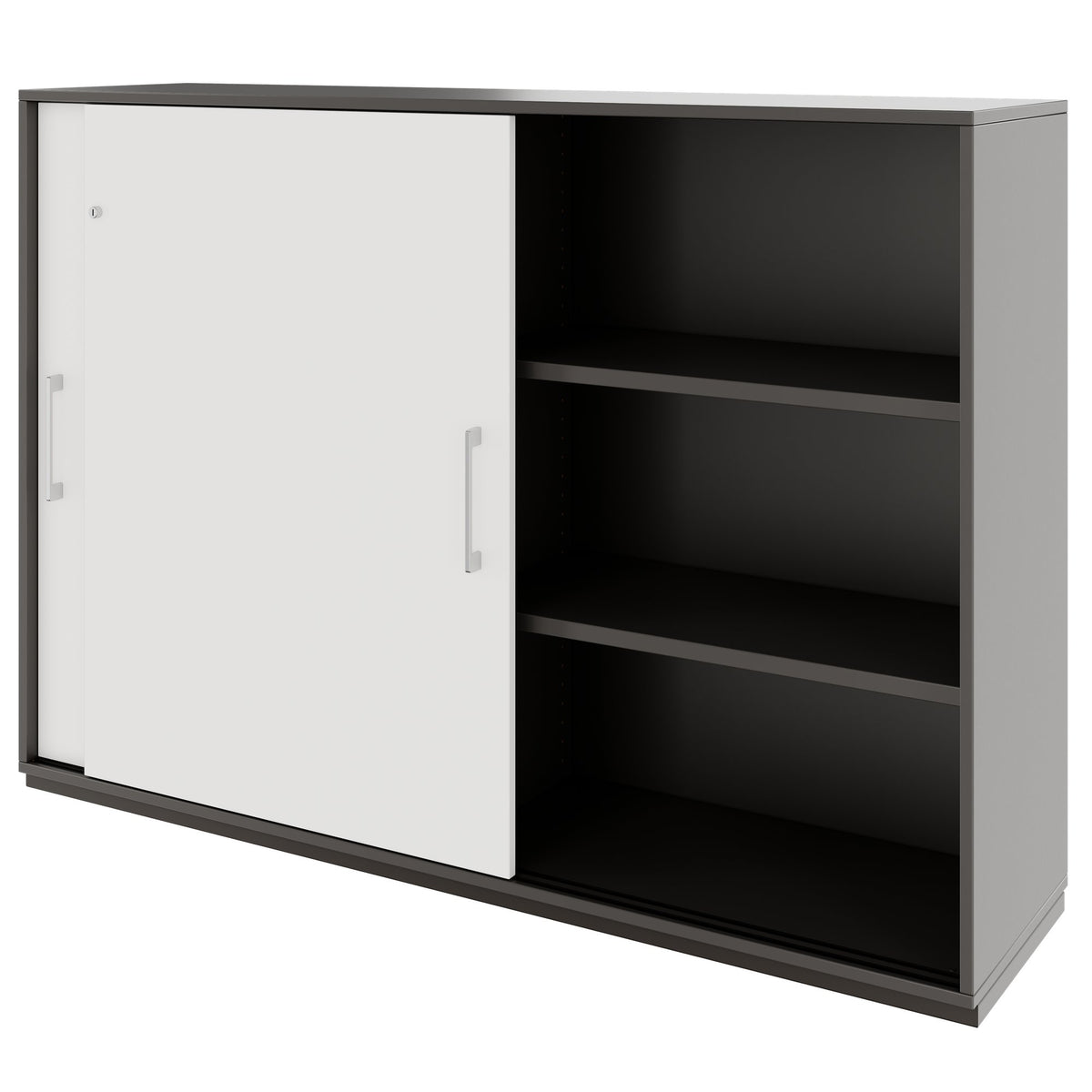 PRO Armoire de porte coulissante | 3 oh, 800 - 1600 x 1140 mm, graphite / blanc - 4 Lightbox Main Image
