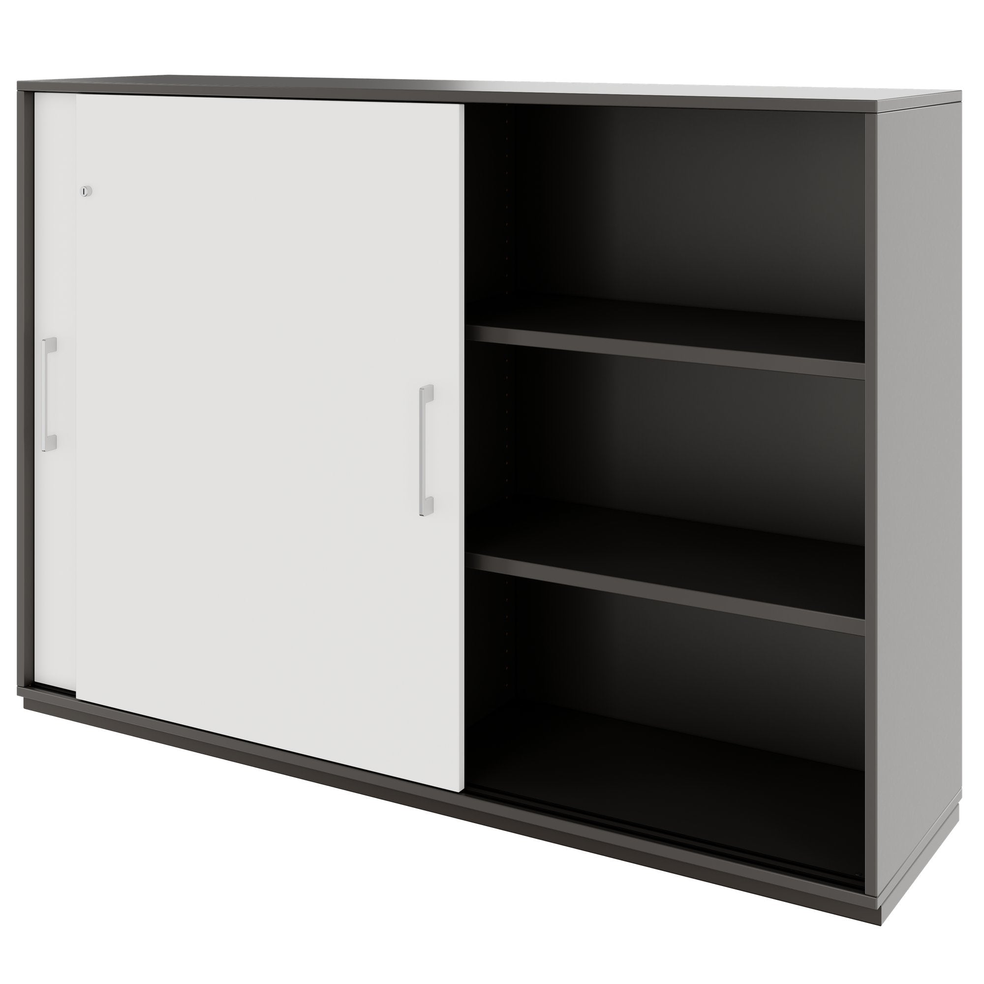 PRO Cabinet di porta scorrevole | 3 OH, 800 - 1600 x 1140 mm, grafite / bianco