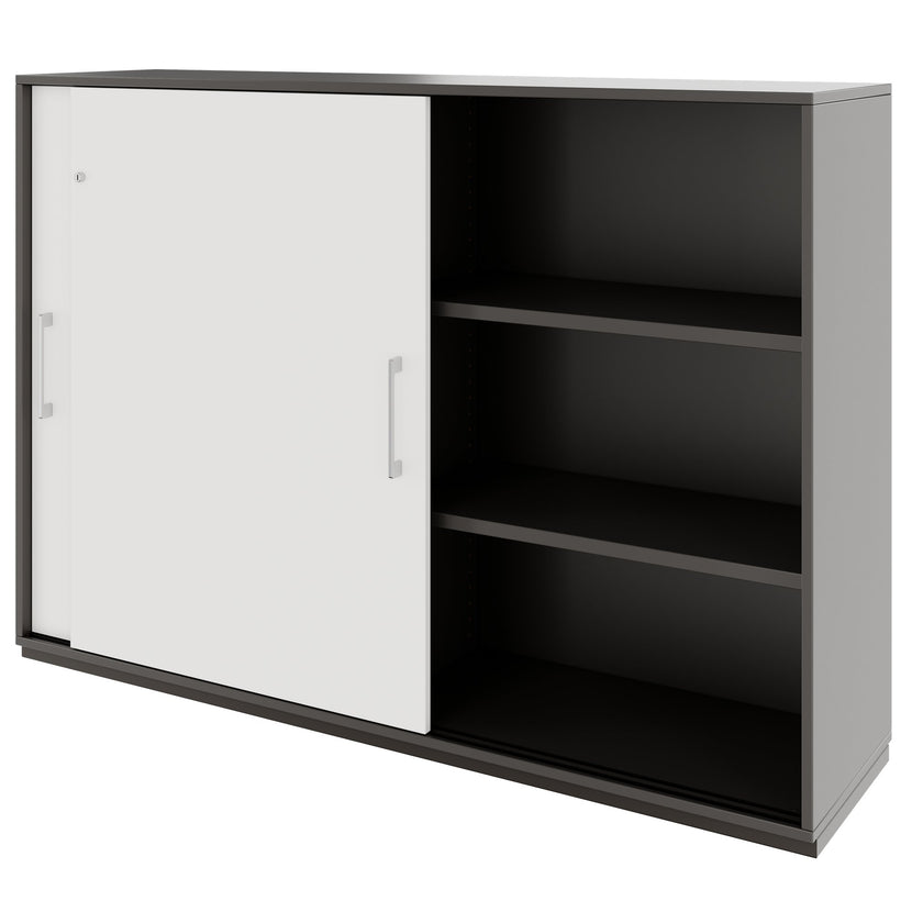 PRO Cabinet di porta scorrevole | 3 OH, 800 - 1600 x 1140 mm, grafite / bianco