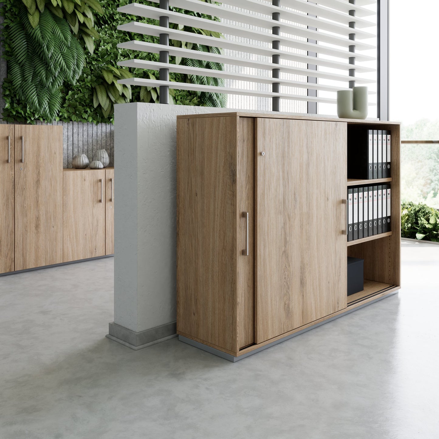 Armoire à portes coulissantes PRO | 3 OH, 800 - 1600 x 1140 mm, chêne naturel