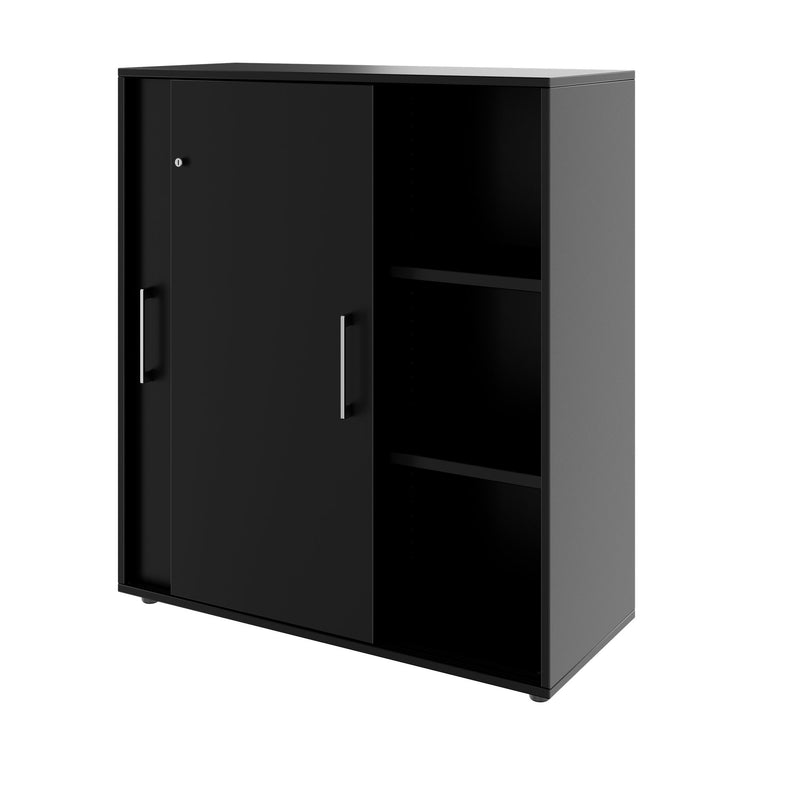 PRO Schiebetürenschrank | 3 OH, 800 - 1600 x 1140 mm, Schwarz - 4 Main Image