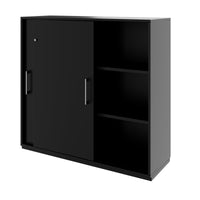 PRO sliding door wardrobe | 3 OH, 800 - 1600 x 1140 mm, black