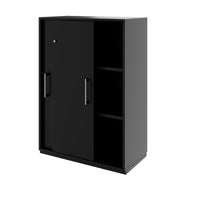 PRO sliding door wardrobe | 3 OH, 800 - 1600 x 1140 mm, black