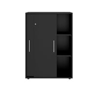 PRO sliding door wardrobe | 3 OH, 800 - 1600 x 1140 mm, black