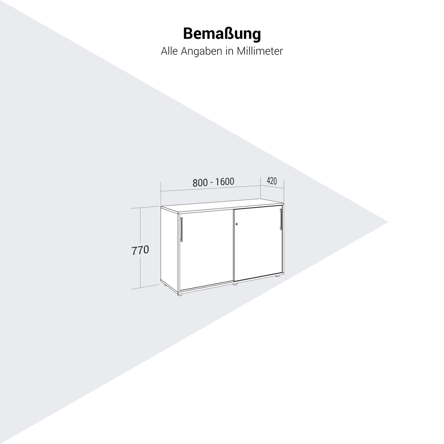 PRO Cabinet di porta scorrevole | 2 OH, 800 - 1600 x 770 mm, grafite / bianco