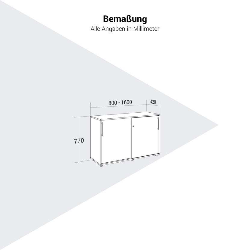 PRO Cabinet di porta scorrevole | 2 OH, 800 - 1600 x 770 mm, nero