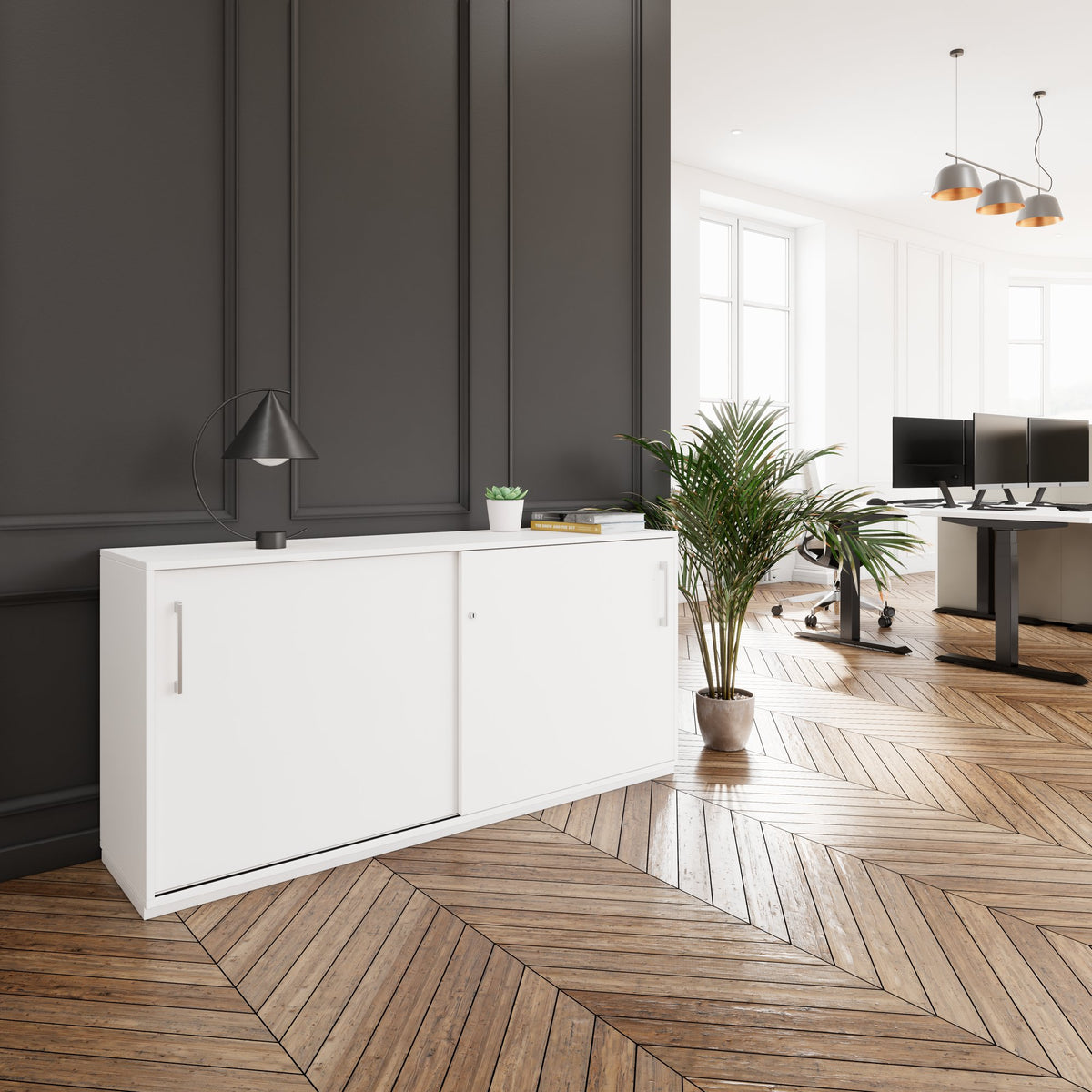 PRO Cabinet di porta scorrevole | 2 OH, 800 - 1600 x 770 mm, bianco - 14 Lightbox Main Image